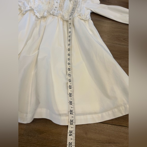 Listicle White Cotton Lace Prairie Cottagecore Dress Puff Sleeve -Small - Picture 5 of 8